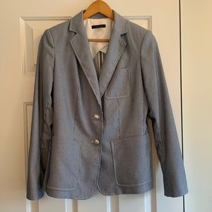 Blue and white stripe blazer.
